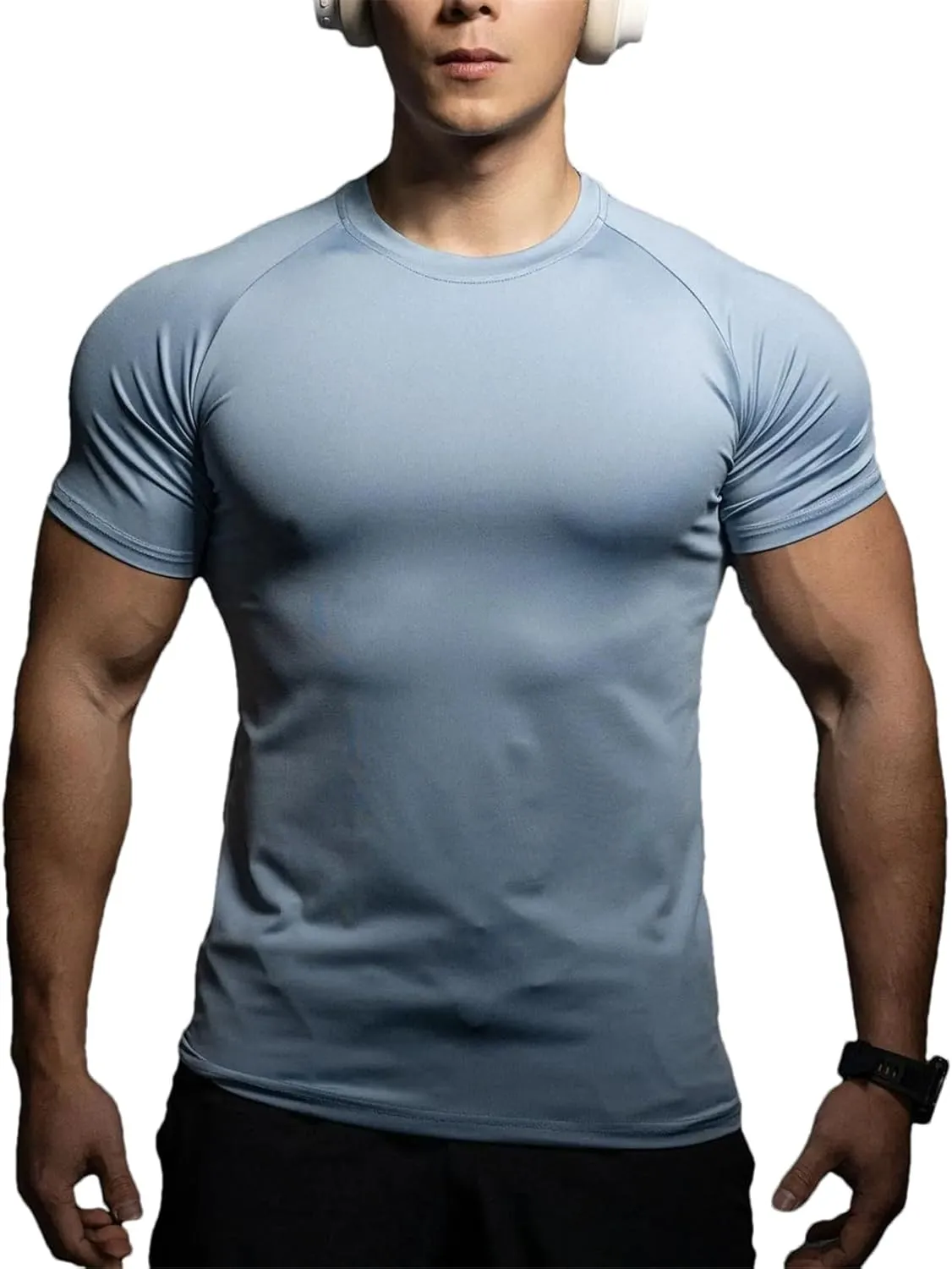 Men's Quick-Dry Training T-Shirt, Elastic Sportswear Summer Fitness