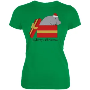 Merry Christmas Hippo Hippopotamus Cute Juniors Soft T Shirt