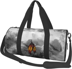 Native American Feather Convertible Garment Bag with Shoulder Strap, Carry on Garment Duffel Bag for Men Women - Rolling Foldable for Travel Luggage Bags (Black)