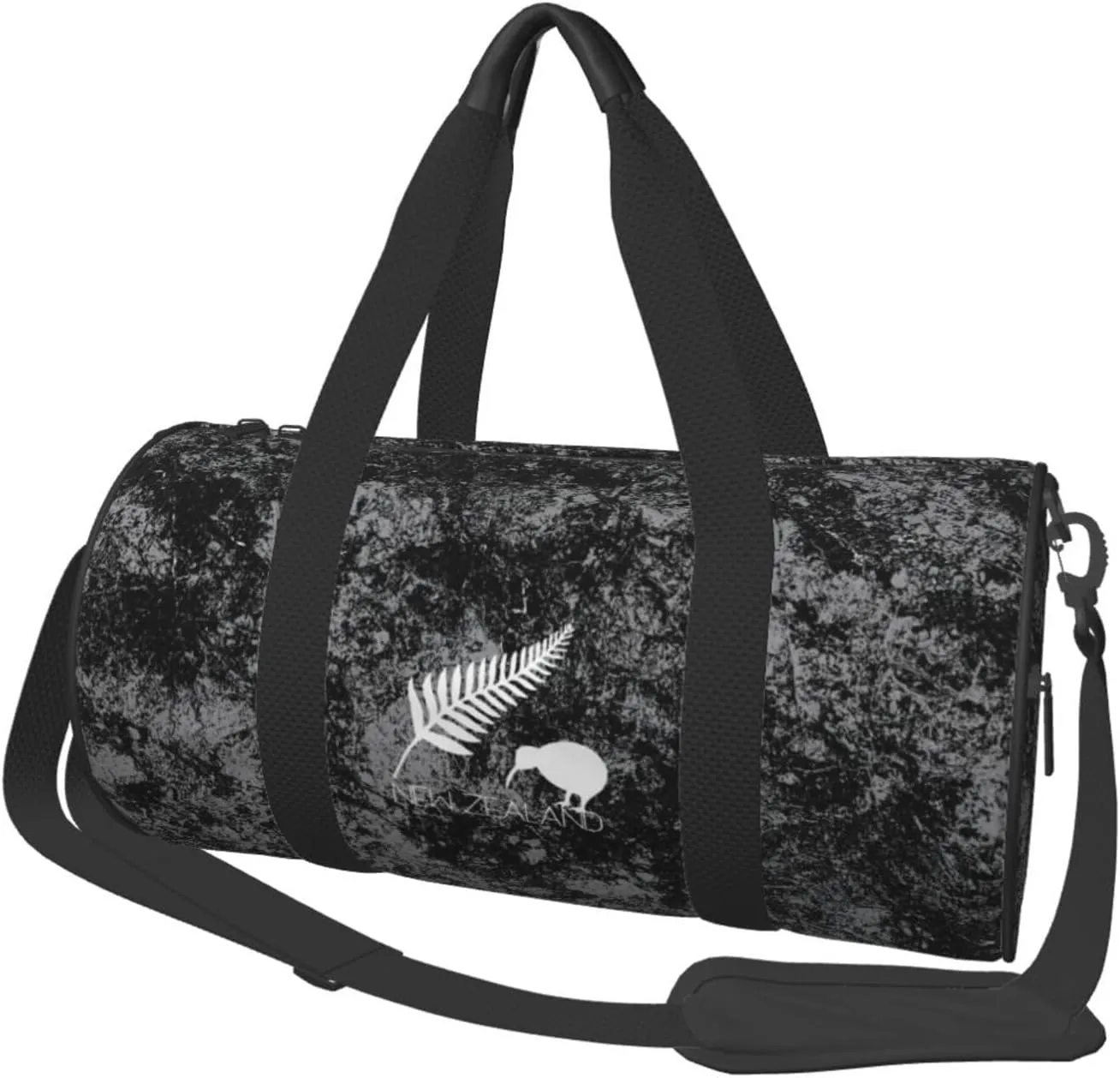 New Zealand Fern Convertible Garment Bag with Shoulder Strap, Carry on Garment Duffel Bag for Men Women - Rolling Foldable for Travel Luggage Bags (Black)