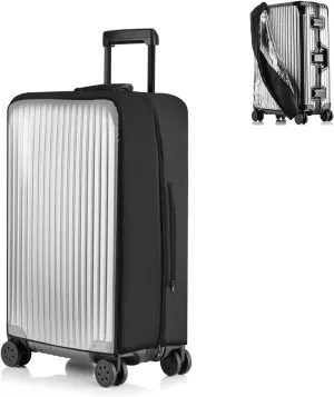 No Disassembly Suitcase Covers for Luggage - Clear Luggage Cover Protector, Black PVC Luggage Protector Suitcase Cover (Clear and Black, 20)
