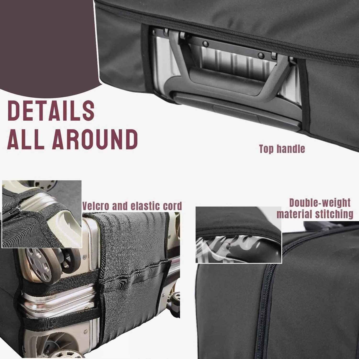 No Disassembly Suitcase Covers for Luggage - Clear Luggage Cover Protector, Black PVC Luggage Protector Suitcase Cover (Clear and Black, 30)