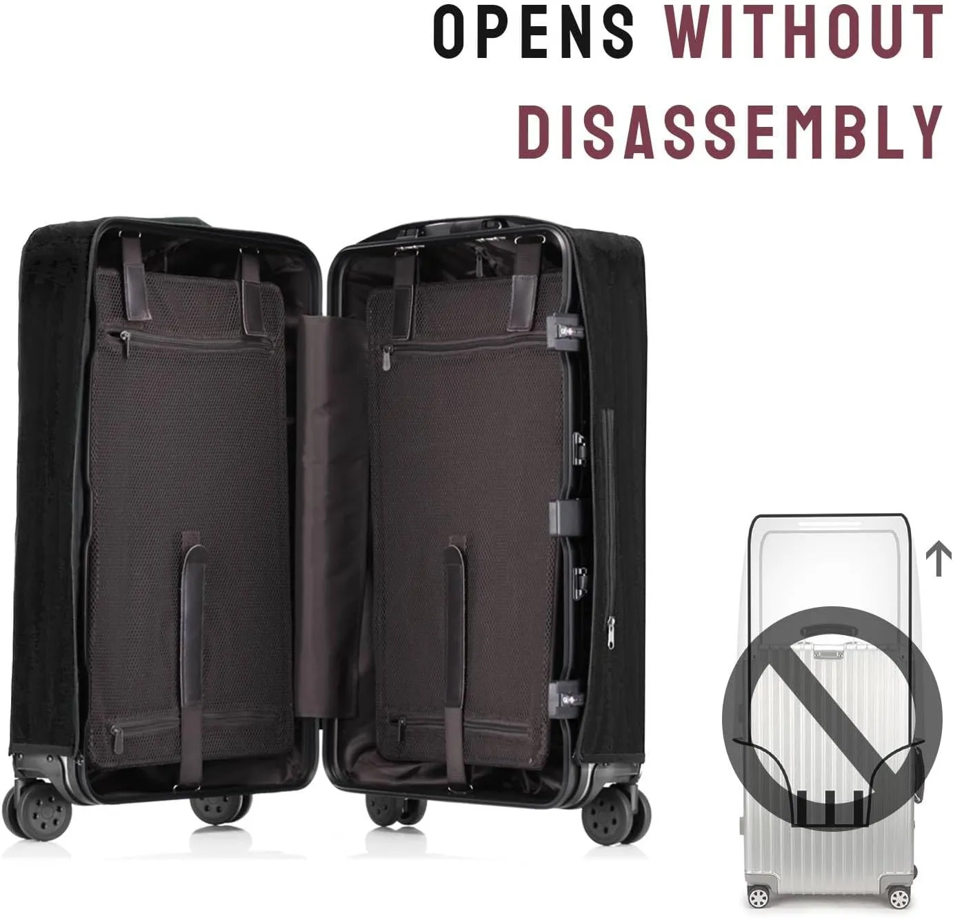 No Disassembly Suitcase Covers for Luggage - Clear Luggage Cover Protector, Black PVC Luggage Protector Suitcase Cover (Clear and Black, 30)