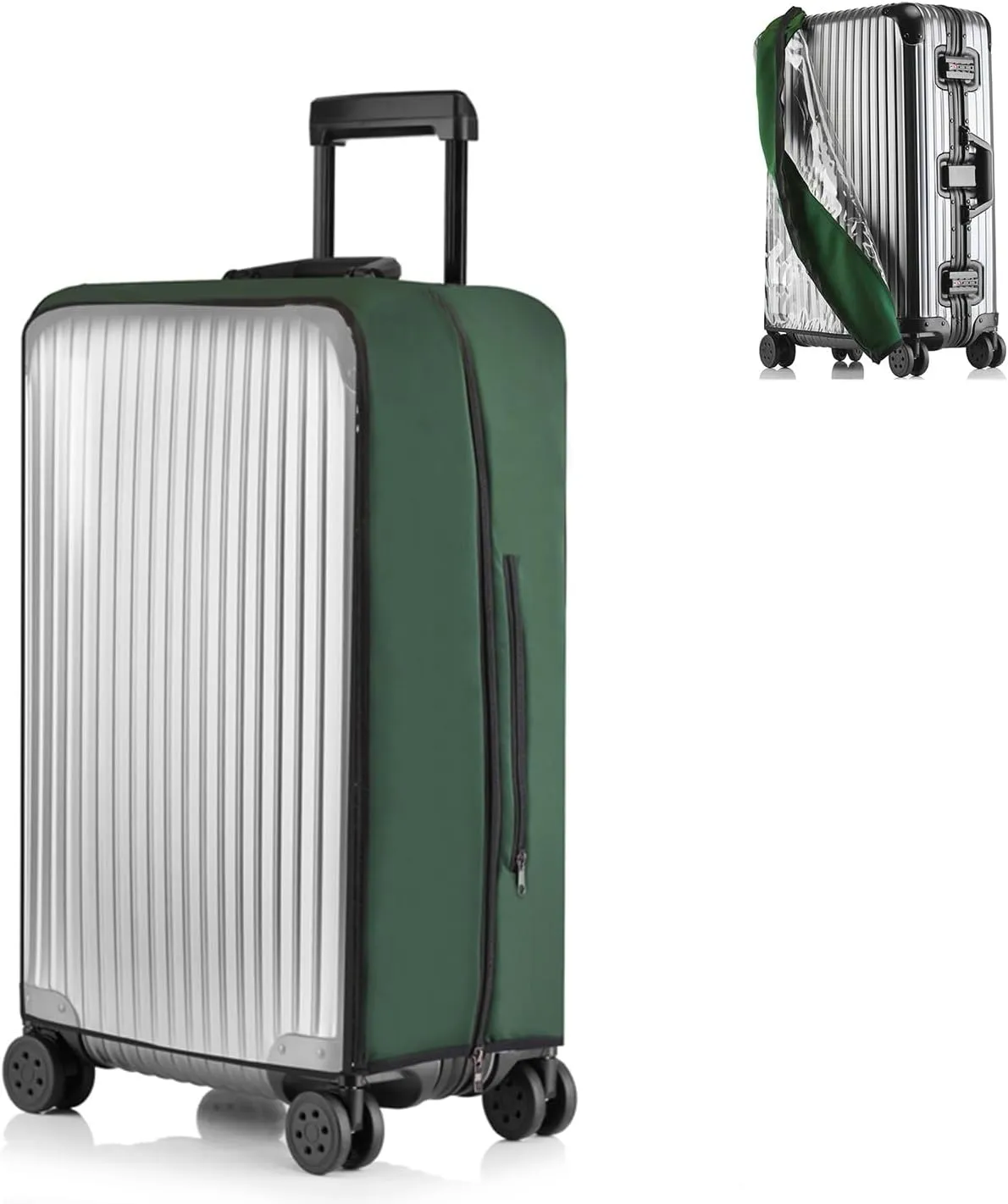 No Disassembly Suitcase Covers for Luggage - Clear Luggage Cover Protector, Black PVC Luggage Protector Suitcase Cover (Green, 20)