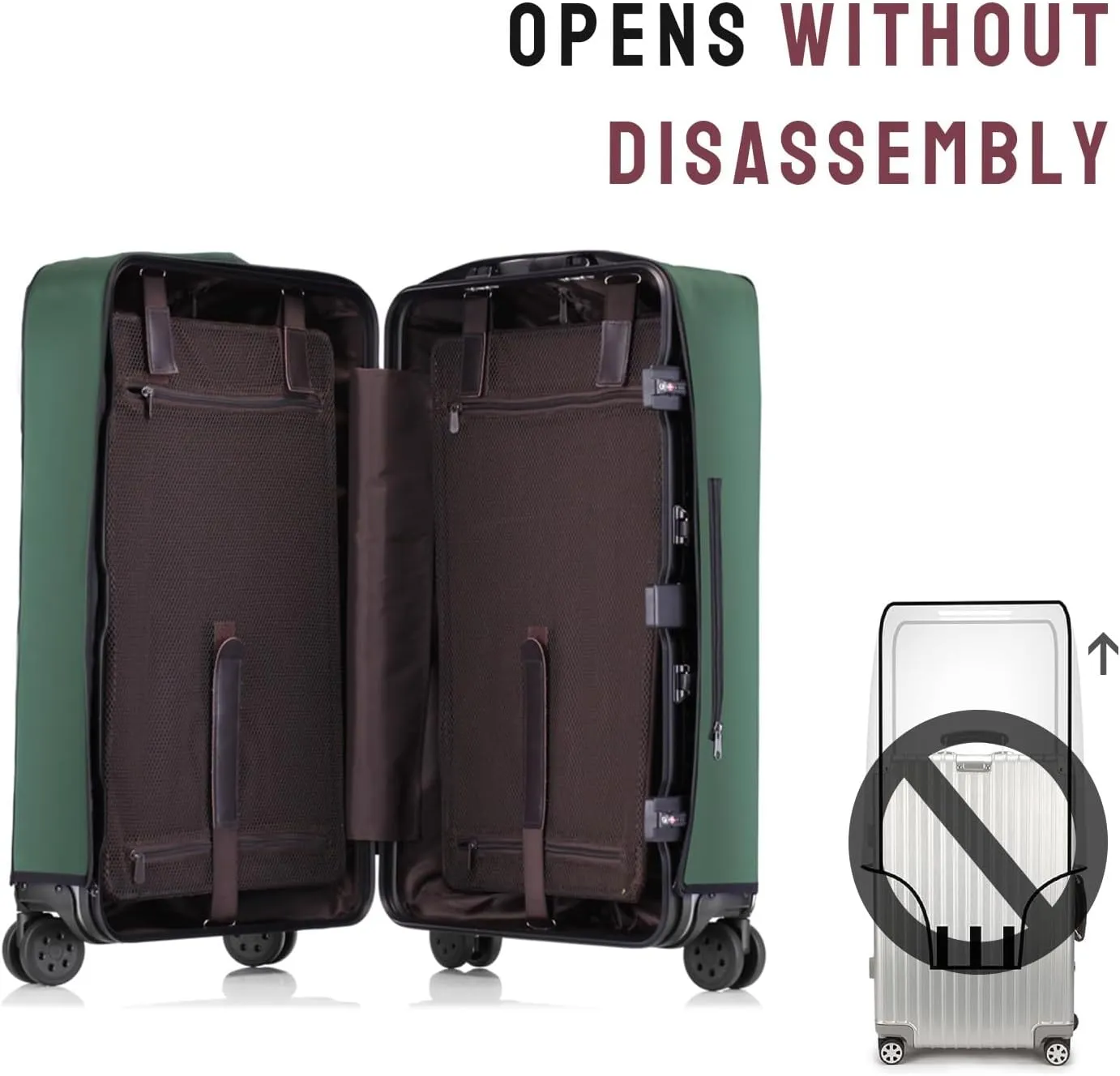 No Disassembly Suitcase Covers for Luggage - Clear Luggage Cover Protector, Black PVC Luggage Protector Suitcase Cover (Green, 30)