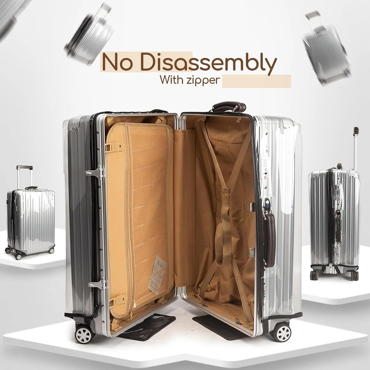 No Disassembly Suitcase Covers for Luggage - Clear Luggage Cover Protector, Black PVC Luggage Protector Suitcase Cover (Transparent - 0.3mm, 20)