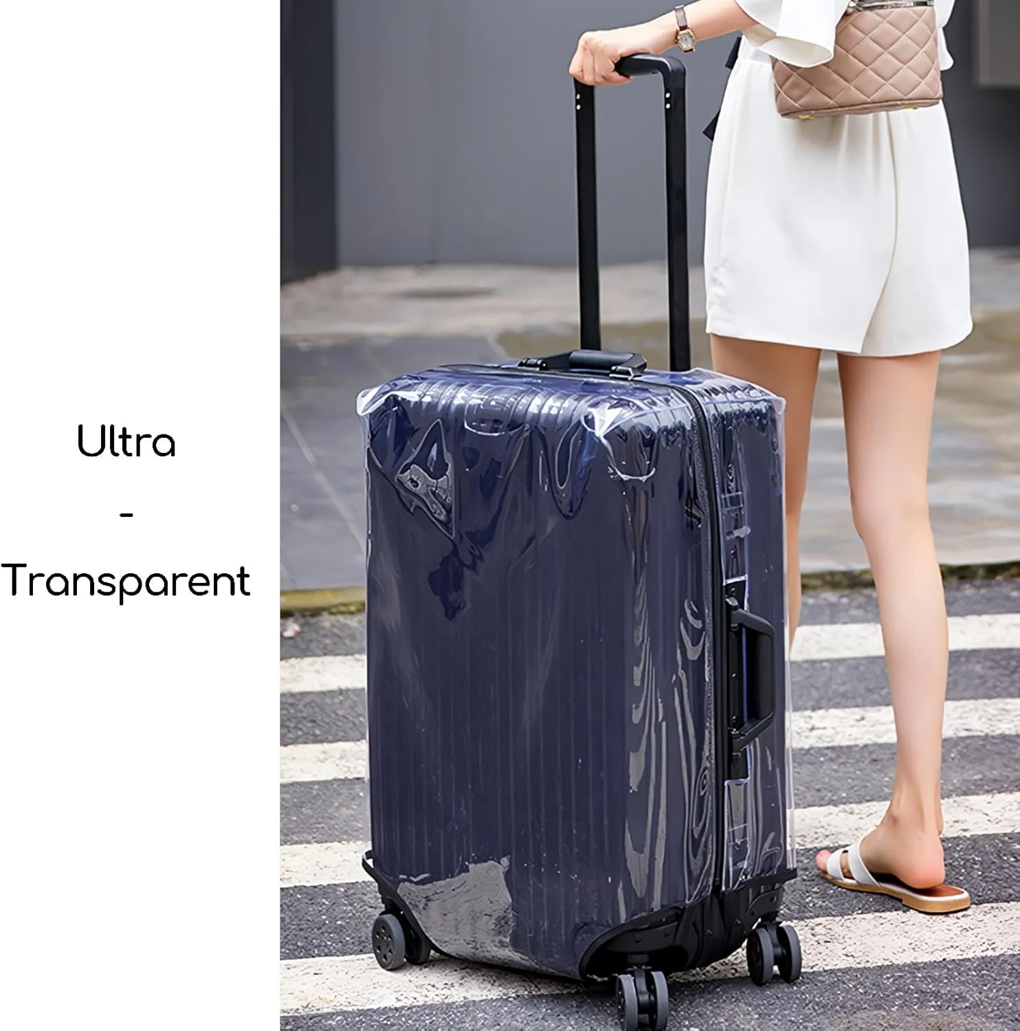 No Disassembly Suitcase Covers for Luggage - Clear Luggage Cover Protector, Black PVC Luggage Protector Suitcase Cover (Transparent - 0.5mm, 20)