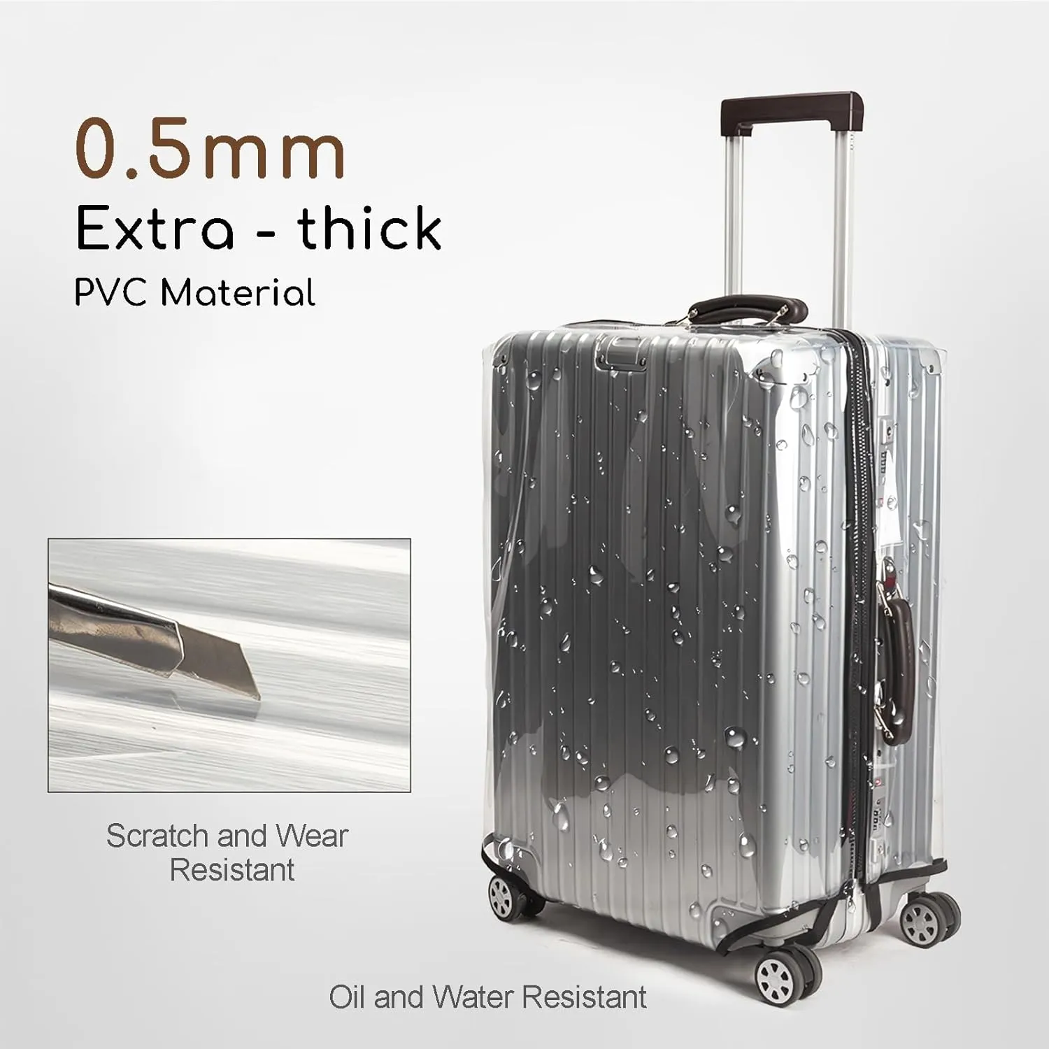 No Disassembly Suitcase Covers for Luggage - Clear Luggage Cover Protector, Black PVC Luggage Protector Suitcase Cover (Transparent - 0.5mm, 20)