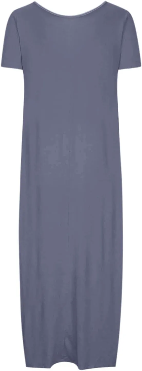 Plus Size Dresses for Curvy Women Loose Fit Round Neck Summer Beach Dress Casual Flowy Maxi Tshirt Sundresses