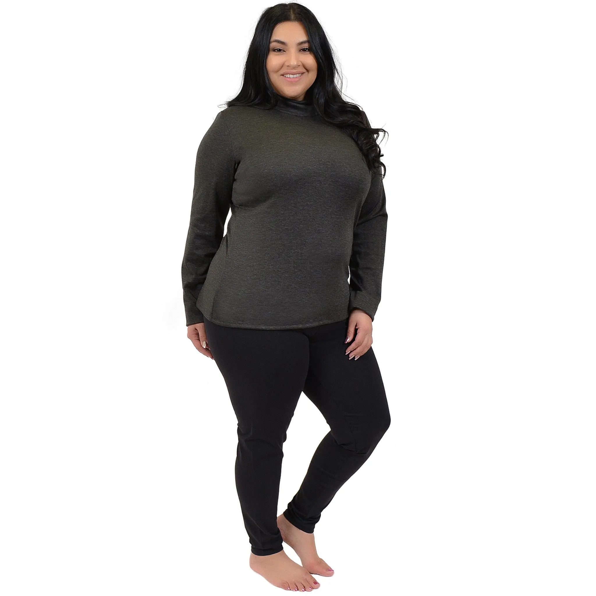 Plus Size Warm Long Sleeve Turtleneck Top