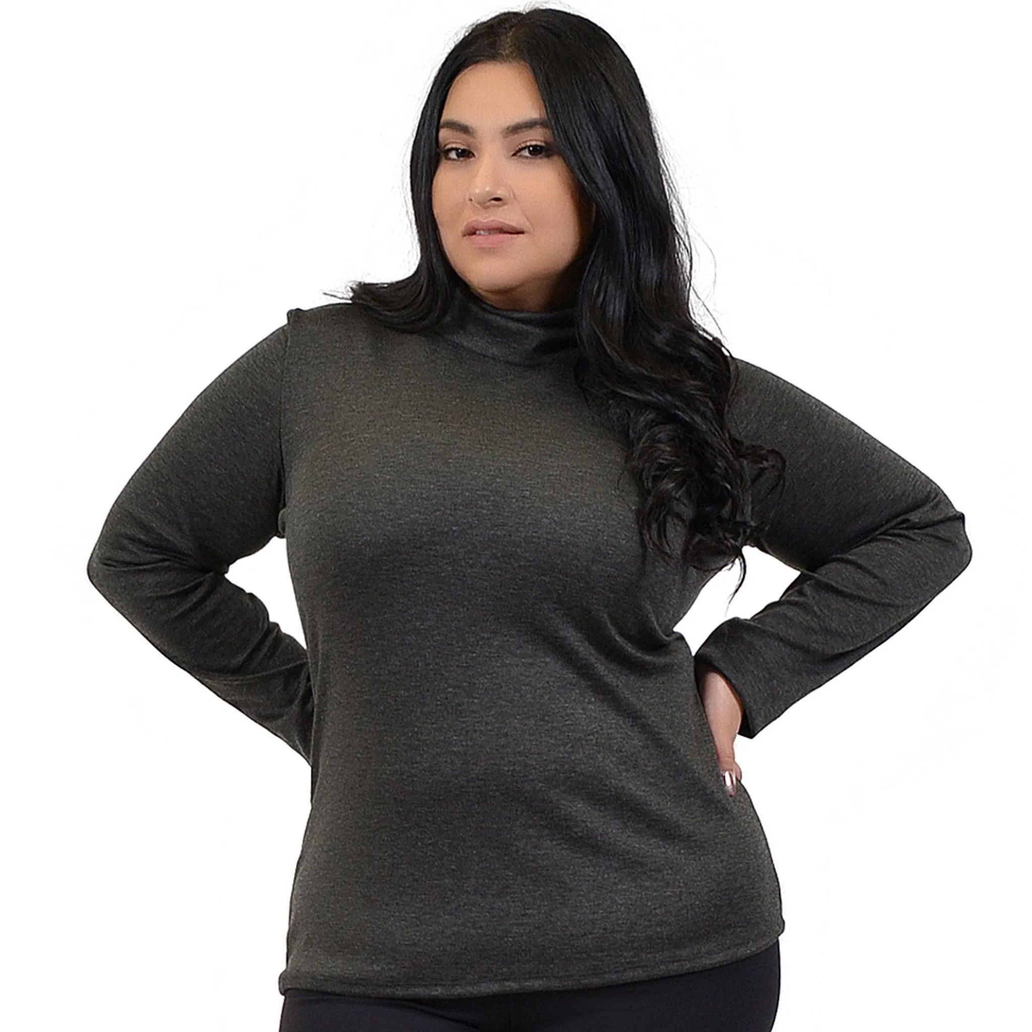Plus Size Warm Long Sleeve Turtleneck Top