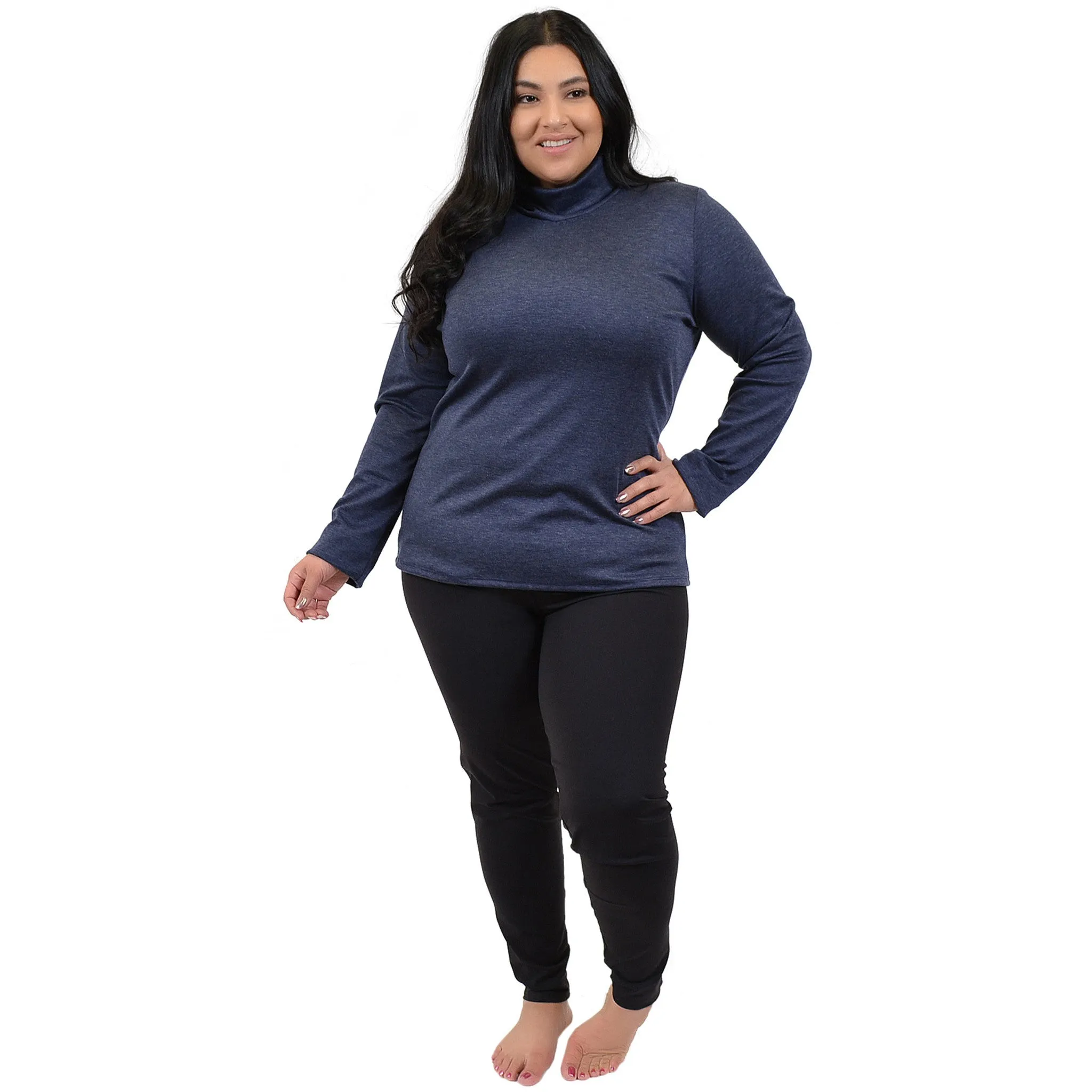 Plus Size Warm Long Sleeve Turtleneck Top
