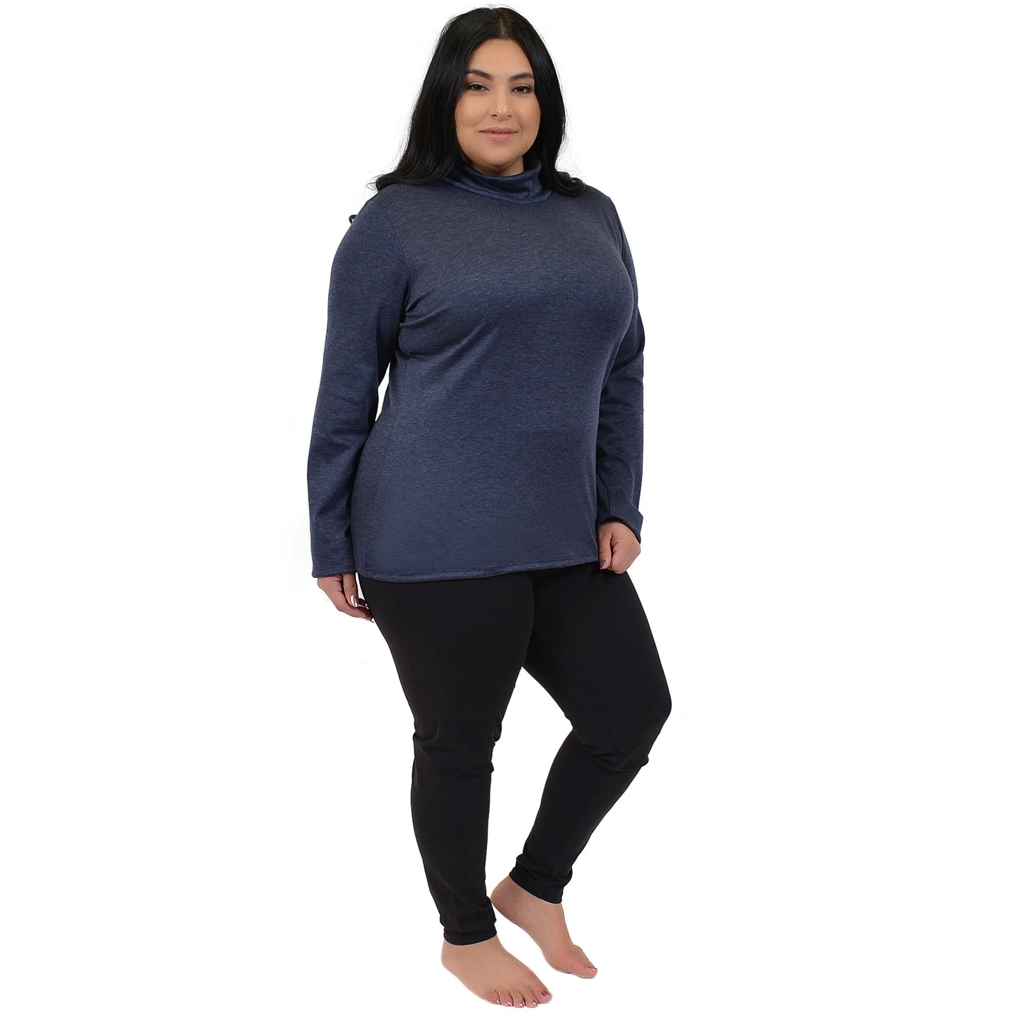 Plus Size Warm Long Sleeve Turtleneck Top