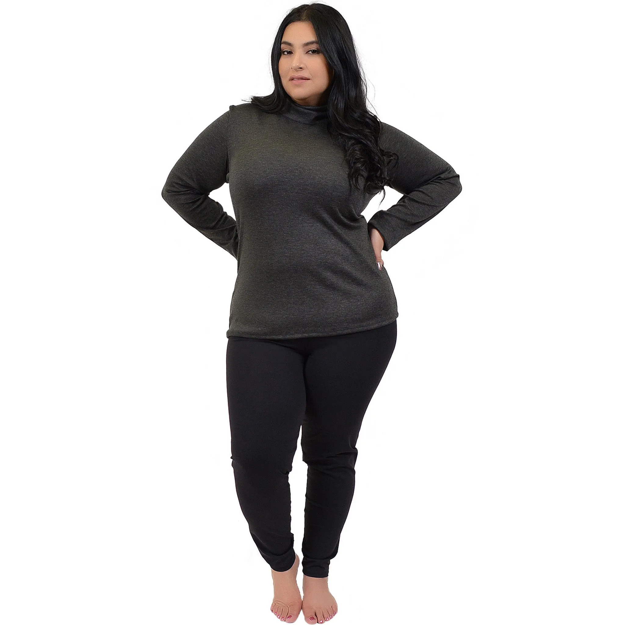 Plus Size Warm Long Sleeve Turtleneck Top