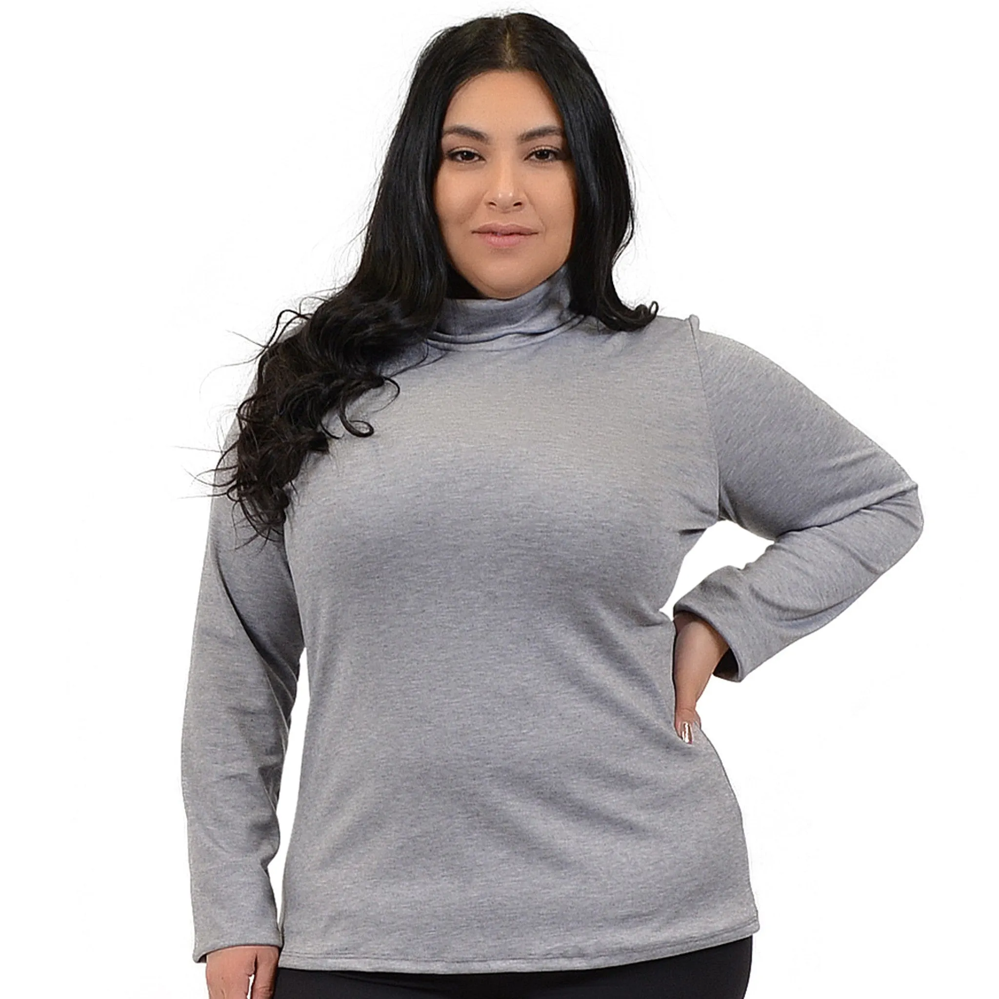 Plus Size Warm Long Sleeve Turtleneck Top