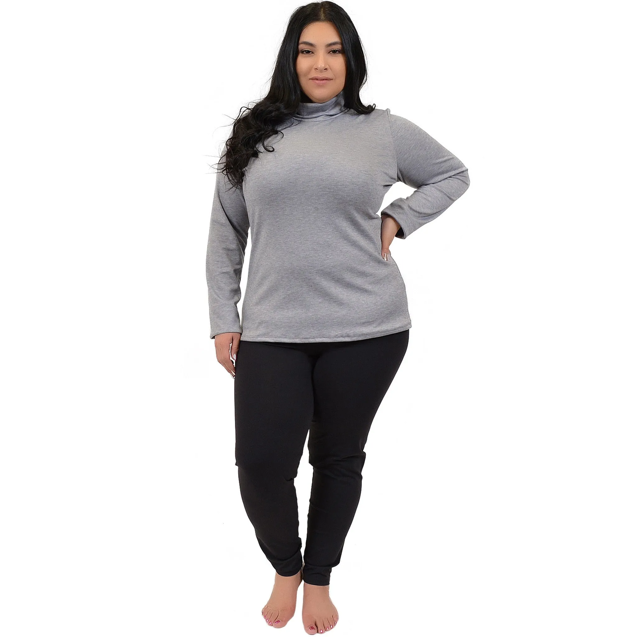 Plus Size Warm Long Sleeve Turtleneck Top