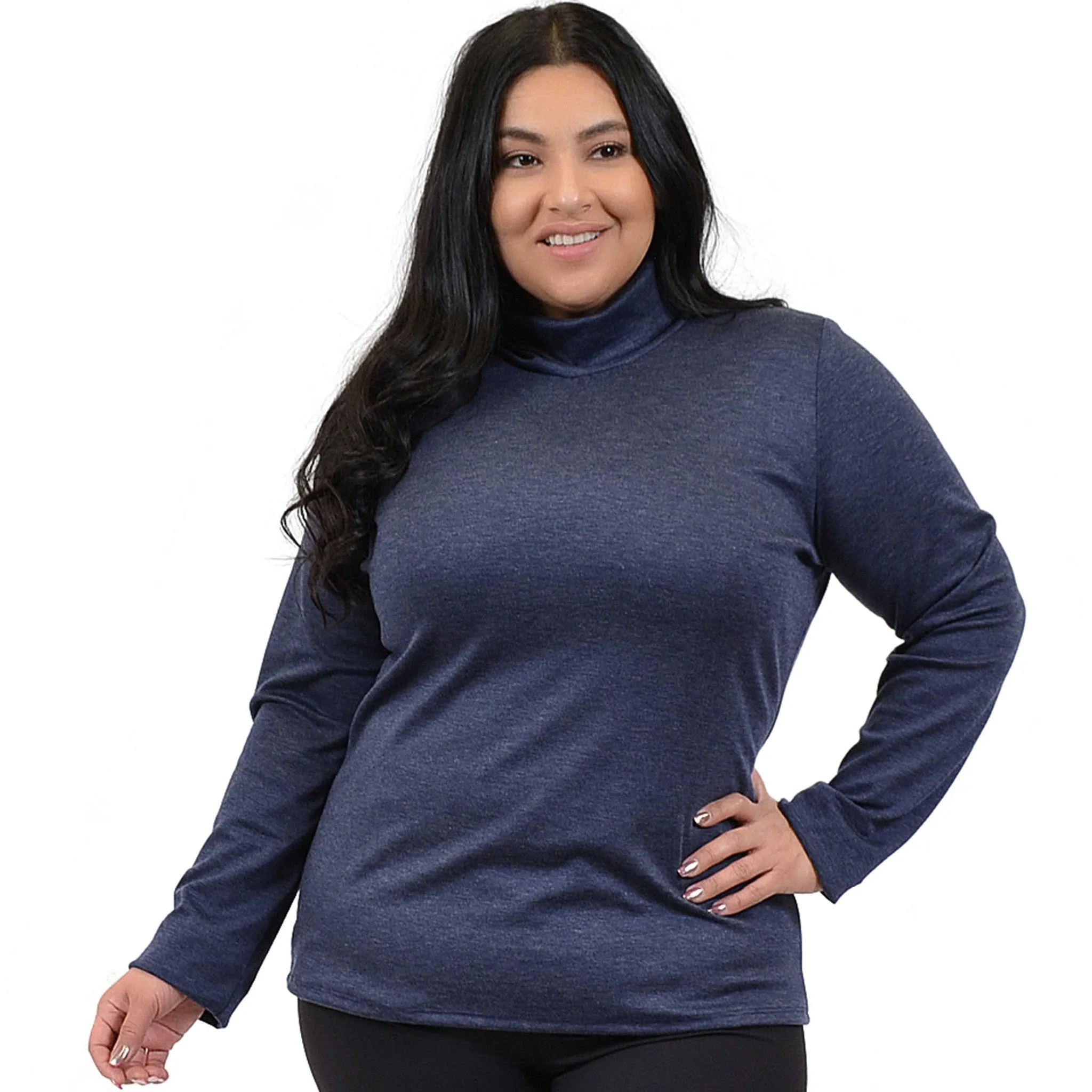 Plus Size Warm Long Sleeve Turtleneck Top