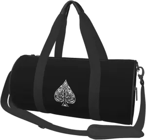 Poker Ace of Spades Convertible Garment Bag with Shoulder Strap, Carry on Garment Duffel Bag for Men Women - Rolling Foldable for Travel Luggage Bags (Black)