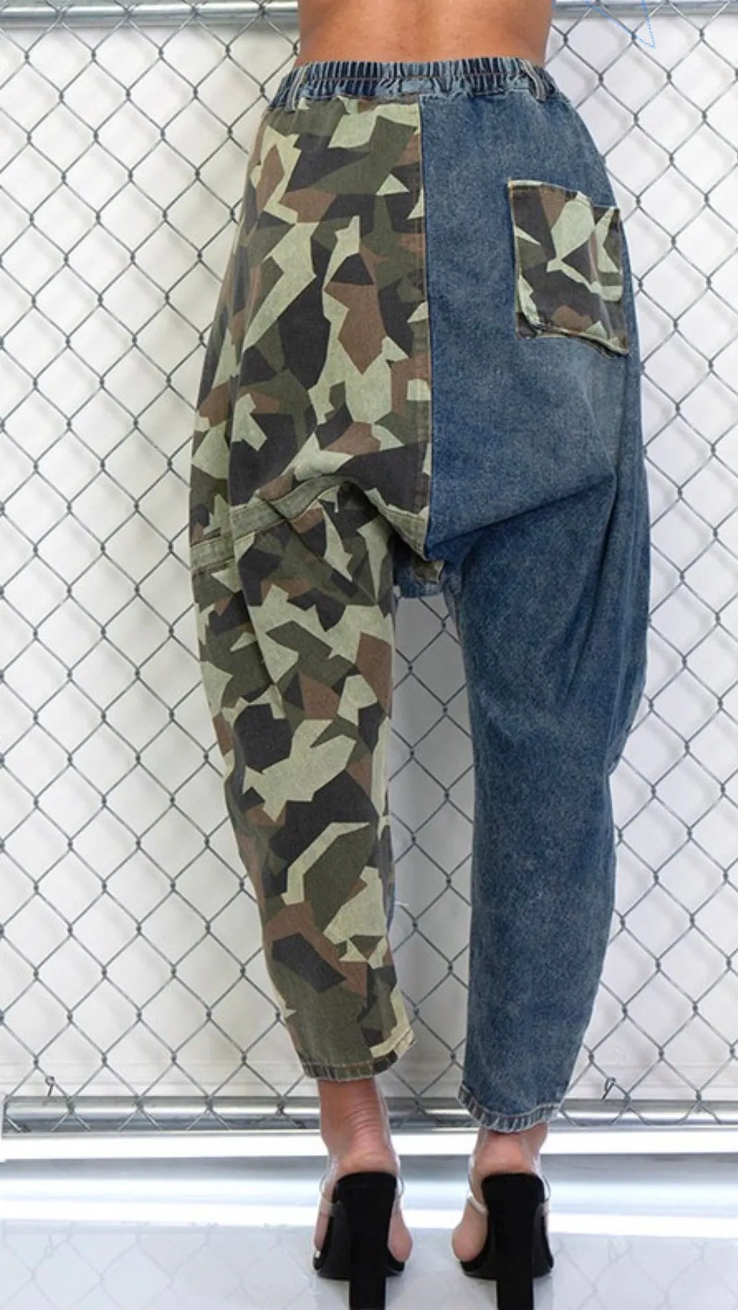 “Prepare For Combat” Denim Harem Pants