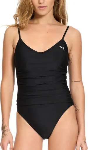 PUMA Women's Ruched One Piece Swimsuit