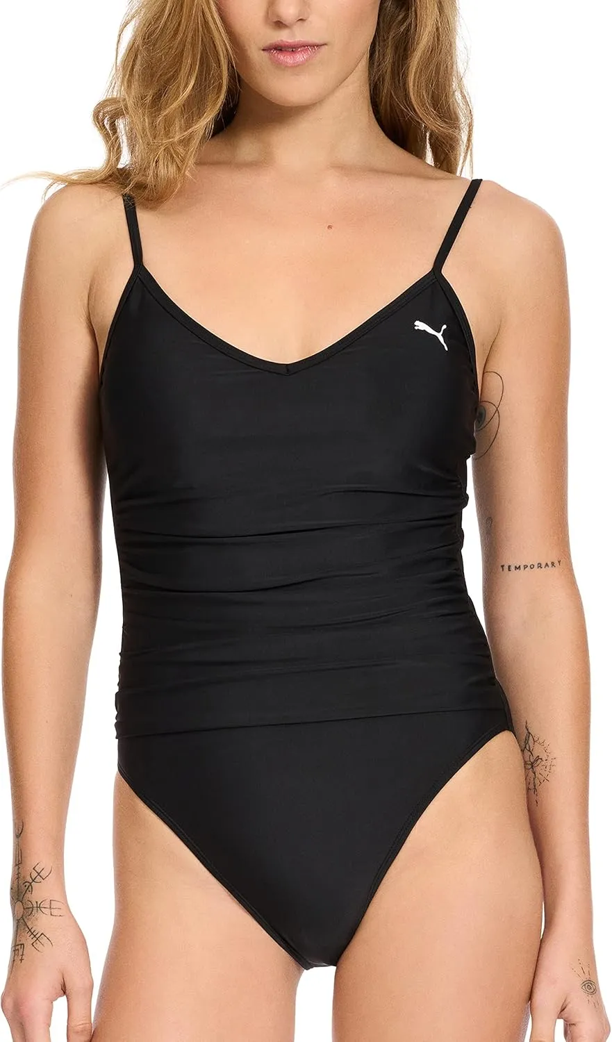 PUMA Women's Ruched One Piece Swimsuit