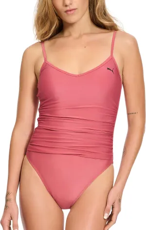PUMA Women's Ruched One Piece Swimsuit