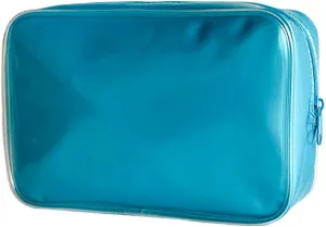 Pure Colour Transparent Glue Bone PVC Cosmetic Bag Organizer 7.09 x 2.56 x 4.72inch Waterproof Blue Makeup Bag for Toiletries, Clear Cosmetic Bag for Women (dark blue)