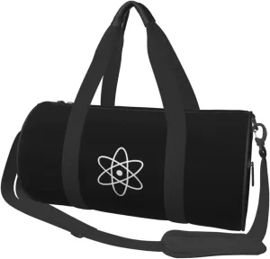 Retro Atomic Atom Symbol Convertible Garment Bag with Shoulder Strap, Carry on Garment Duffel Bag for Men Women - Rolling Foldable for Travel Luggage Bags (Black)
