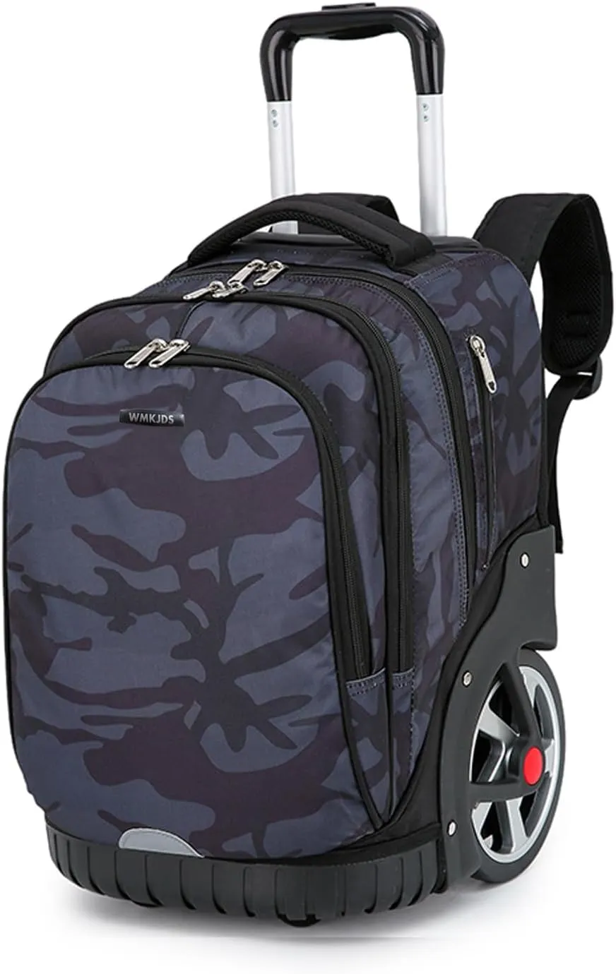 Rolling Backpack, 55L (14.5gal) Backpack with Wheels for Business, Waterproof Backpacks with Dual Handles and Silent Large Wheels, Carry on Backpack with Laptop Compartment (Black,22 inch)