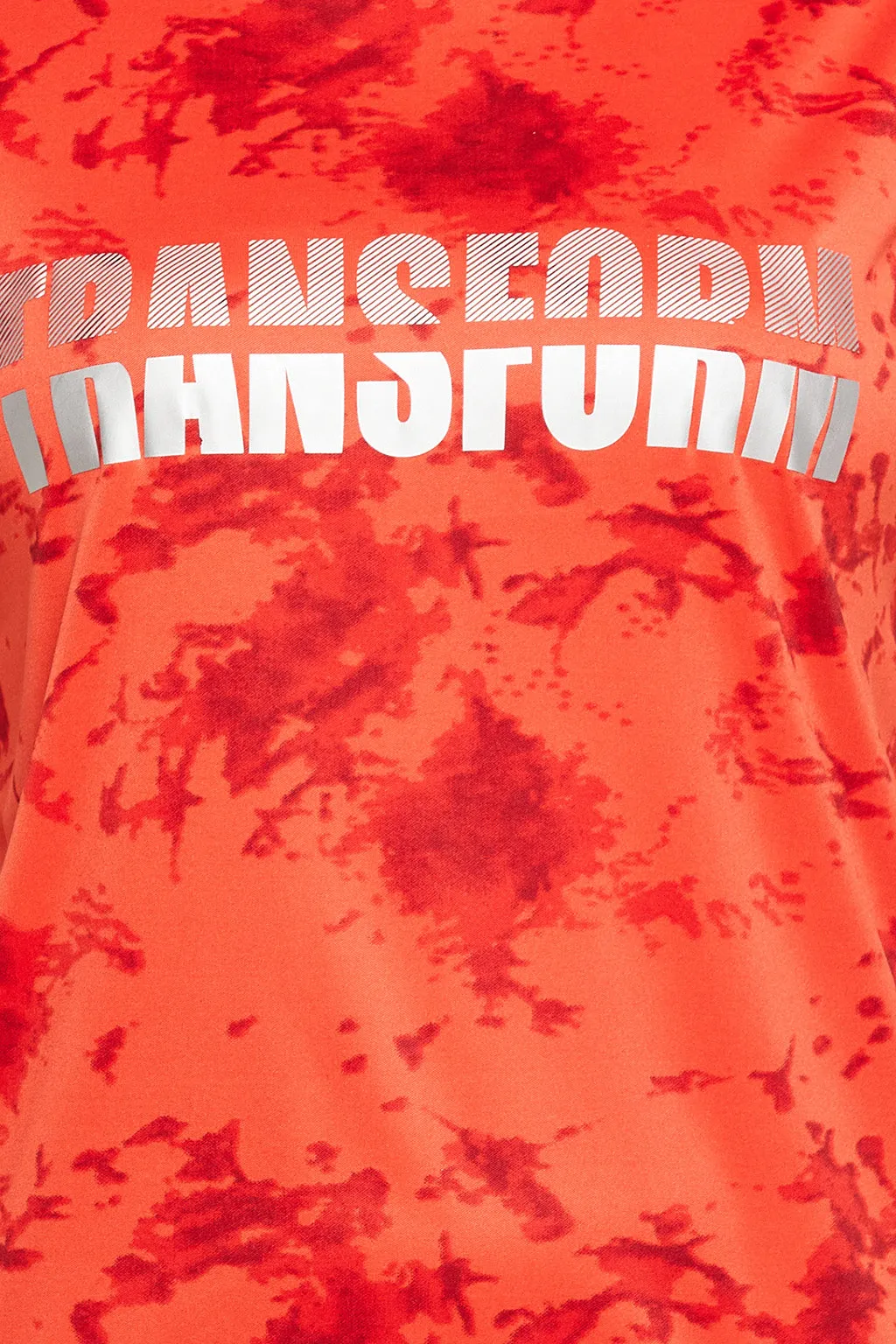 Scarlet Red Polyester Print T-shirt With Reflective Sticker