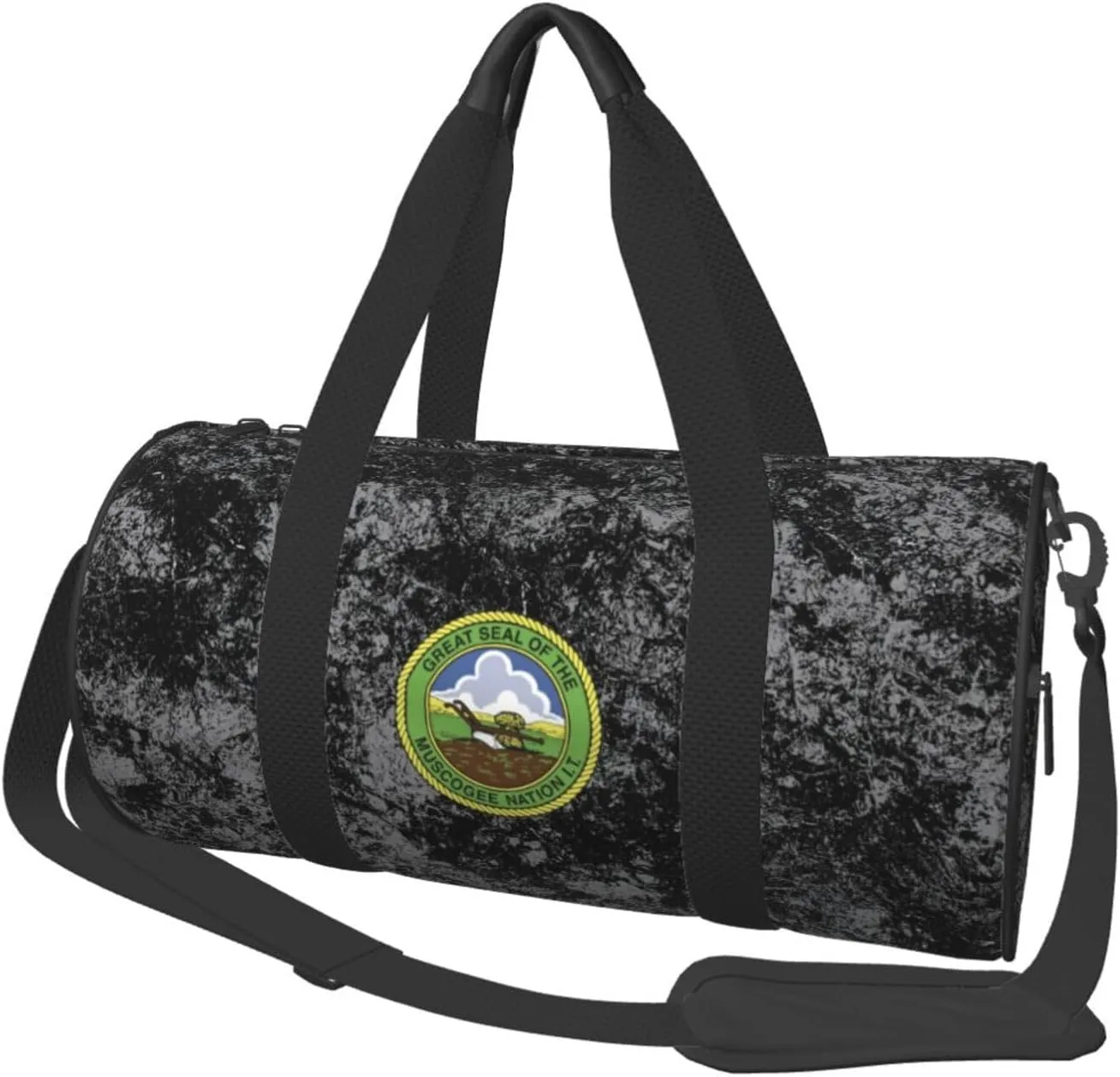 Seal of The Muscogee Creek Nation Convertible Garment Bag with Shoulder Strap, Carry on Garment Duffel Bag for Men Women - Rolling Foldable for Travel Luggage Bags (Black)