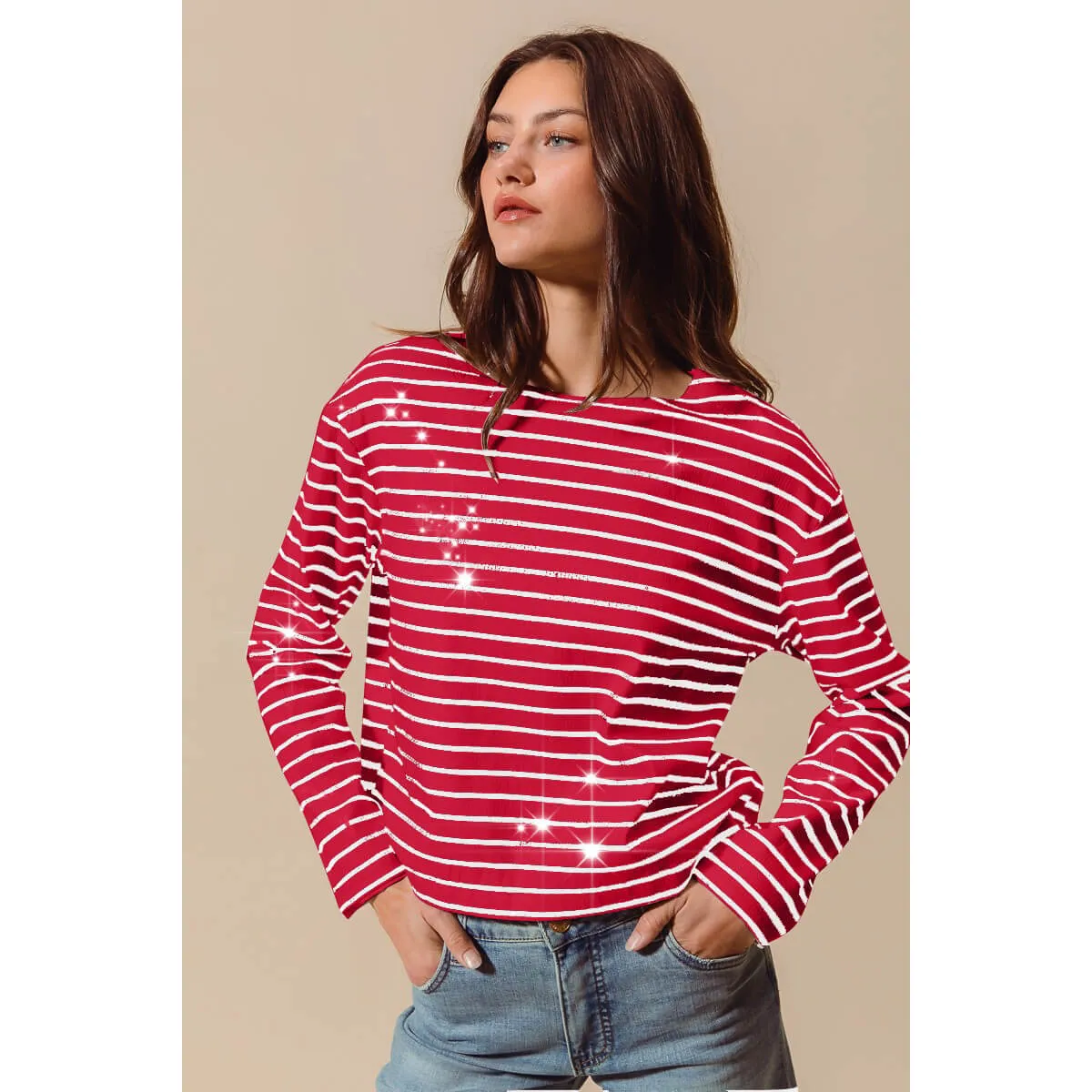 Sequins Striped Sailor Sweater