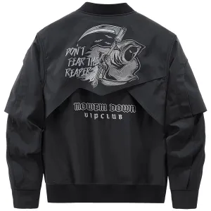 Stand Collar Skull Embroidery Tactical Bomber Jackets / Male Zipper Windbreaker