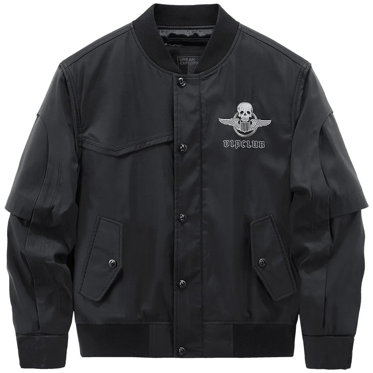 Stand Collar Skull Embroidery Tactical Bomber Jackets / Male Zipper Windbreaker