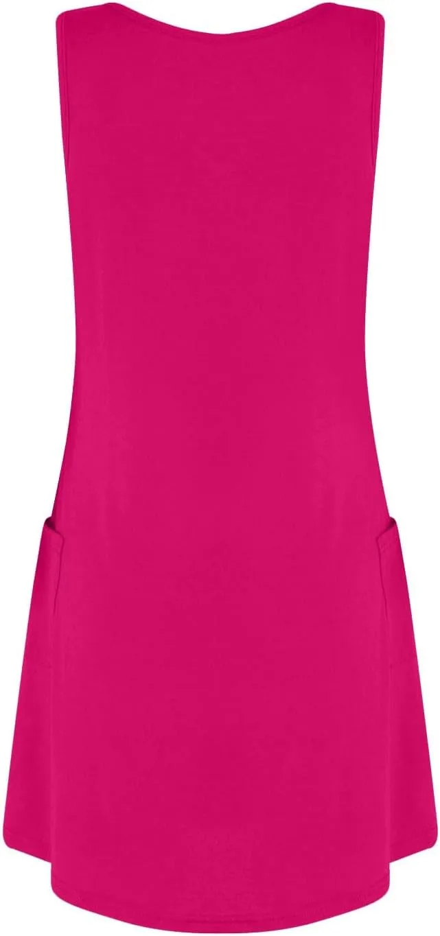 Sundresses for Women 2025 Casual Sleeveless V Neck Mini Tank Tshirt Dress with Pockets A Line Flowy Beach Dresses