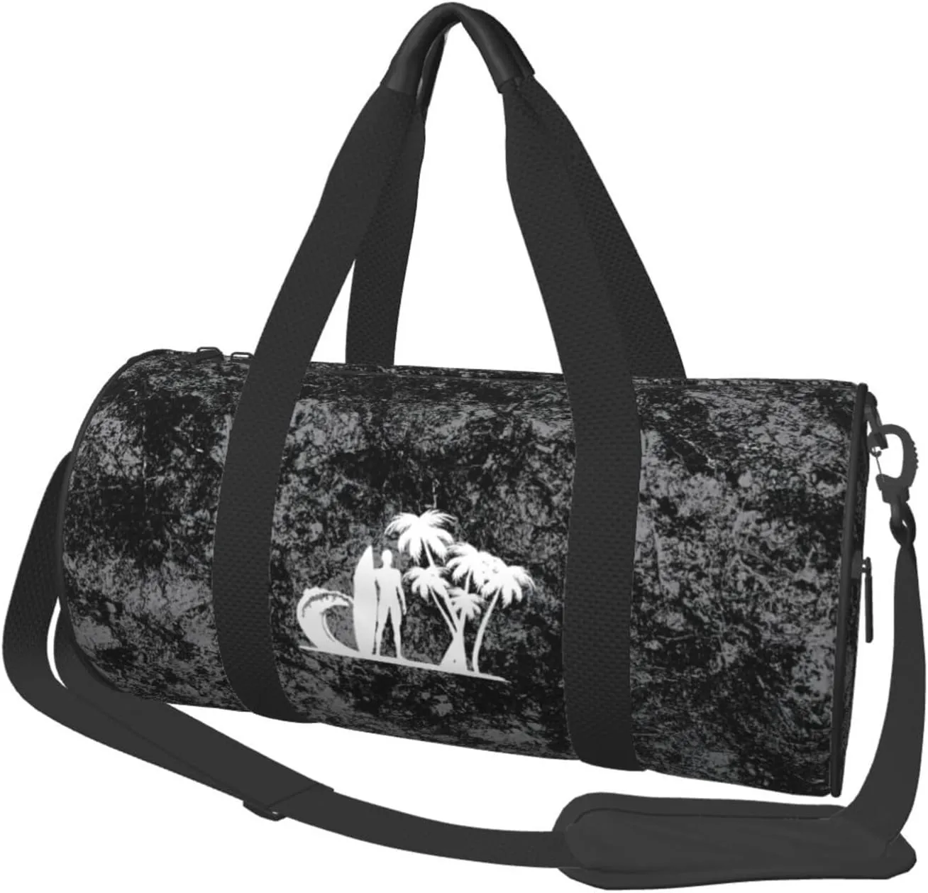 Surfer Palm Trees Convertible Garment Bag with Shoulder Strap, Carry on Garment Duffel Bag for Men Women - Rolling Foldable for Travel Luggage Bags (Black)