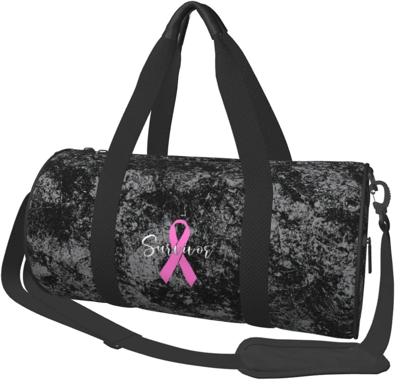Survivor Breast Cancer Awareness Convertible Garment Bag with Shoulder Strap, Carry on Garment Duffel Bag for Men Women - Rolling Foldable for Travel Luggage Bags (Black)