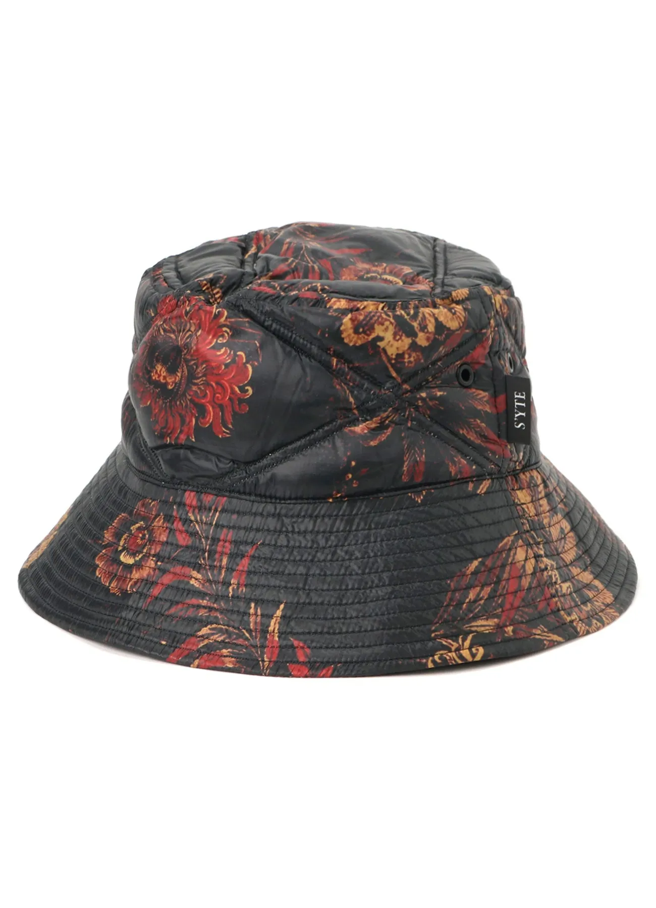 S'YTE x TAIONCollaboration Collection FLORAL PATTERN QUILTED DOWN BUCKET HAT