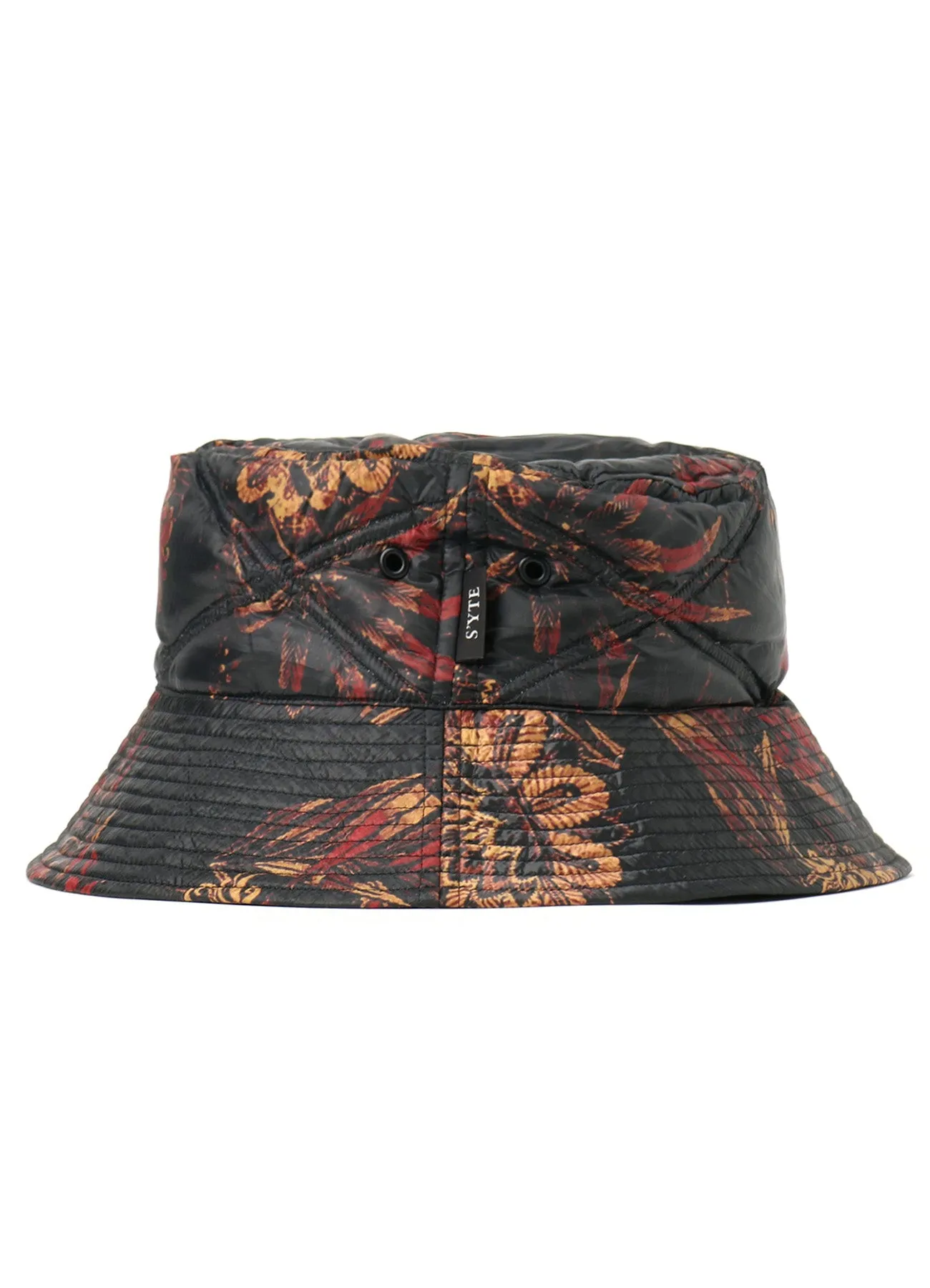 S'YTE x TAIONCollaboration Collection FLORAL PATTERN QUILTED DOWN BUCKET HAT