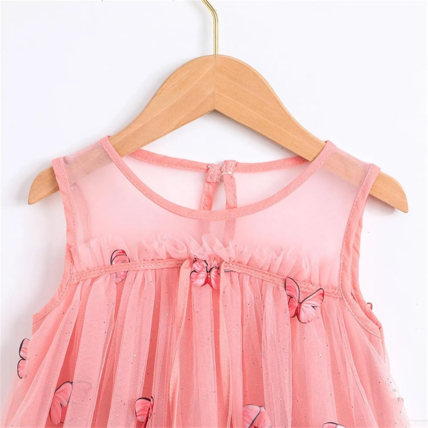 Toddler Baby Girl Tutu Dress Floral Print Tulle Dress Little Girl Sleeveless Princess Dresses with Flower Headband