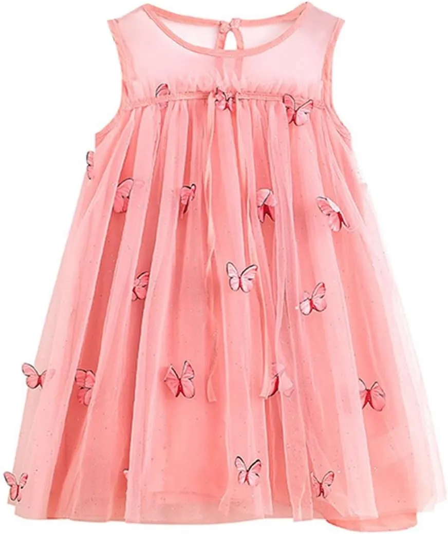 Toddler Baby Girl Tutu Dress Floral Print Tulle Dress Little Girl Sleeveless Princess Dresses with Flower Headband