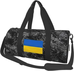 Ukraine Flag Convertible Garment Bag with Shoulder Strap, Carry on Garment Duffel Bag for Men Women - Rolling Foldable for Travel Luggage Bags (Black)