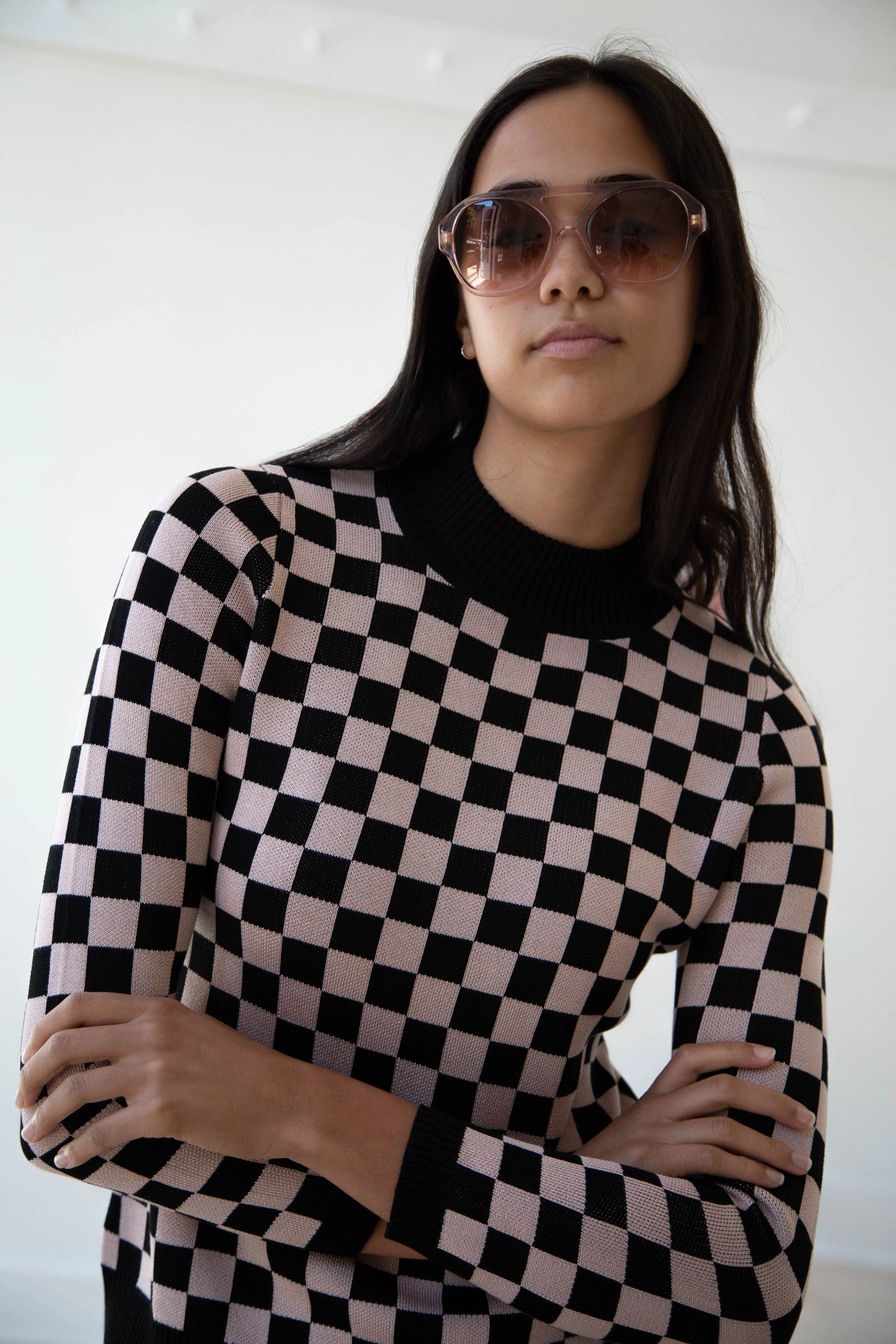 Une Heures ZouZou Silk Check Top