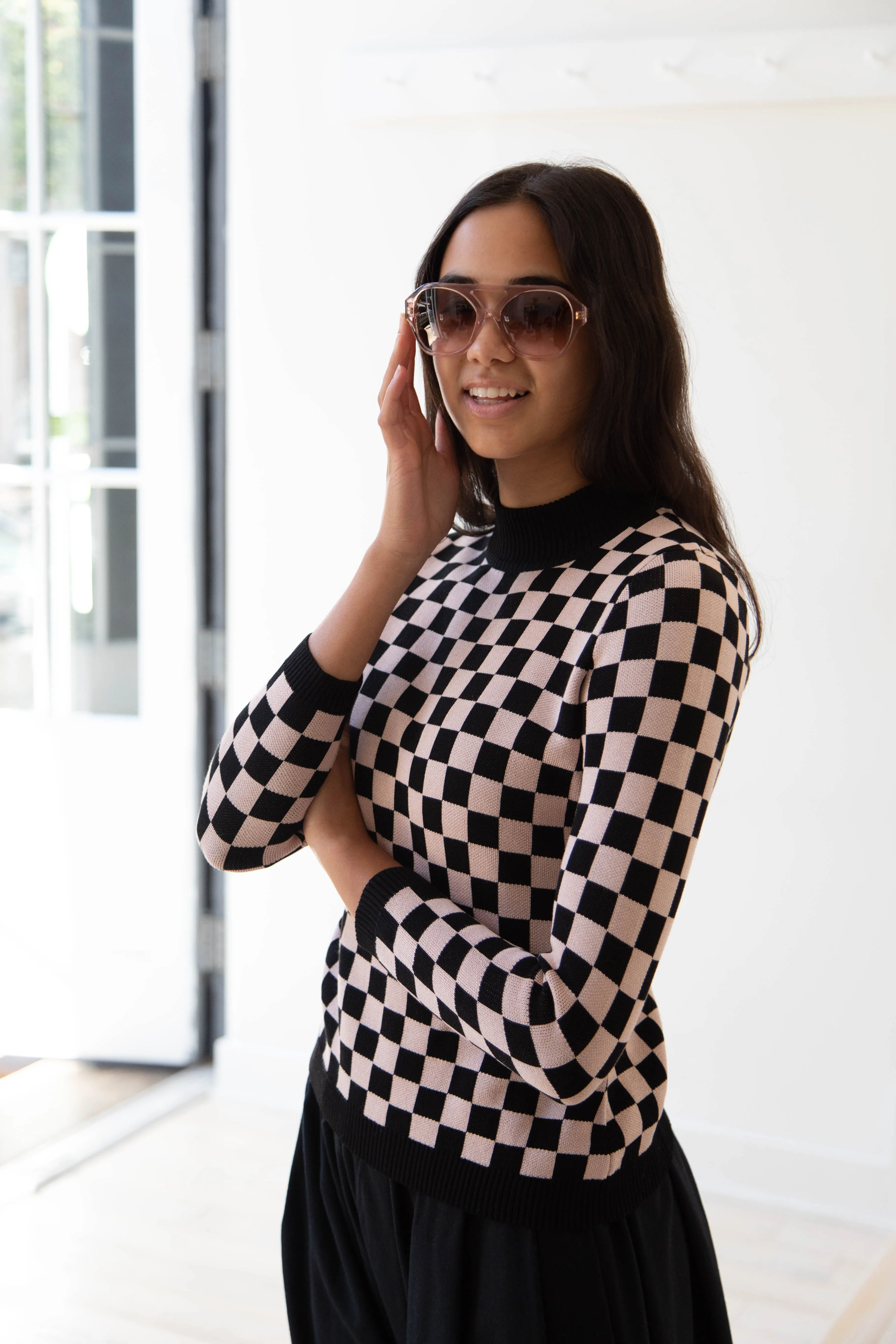 Une Heures ZouZou Silk Check Top