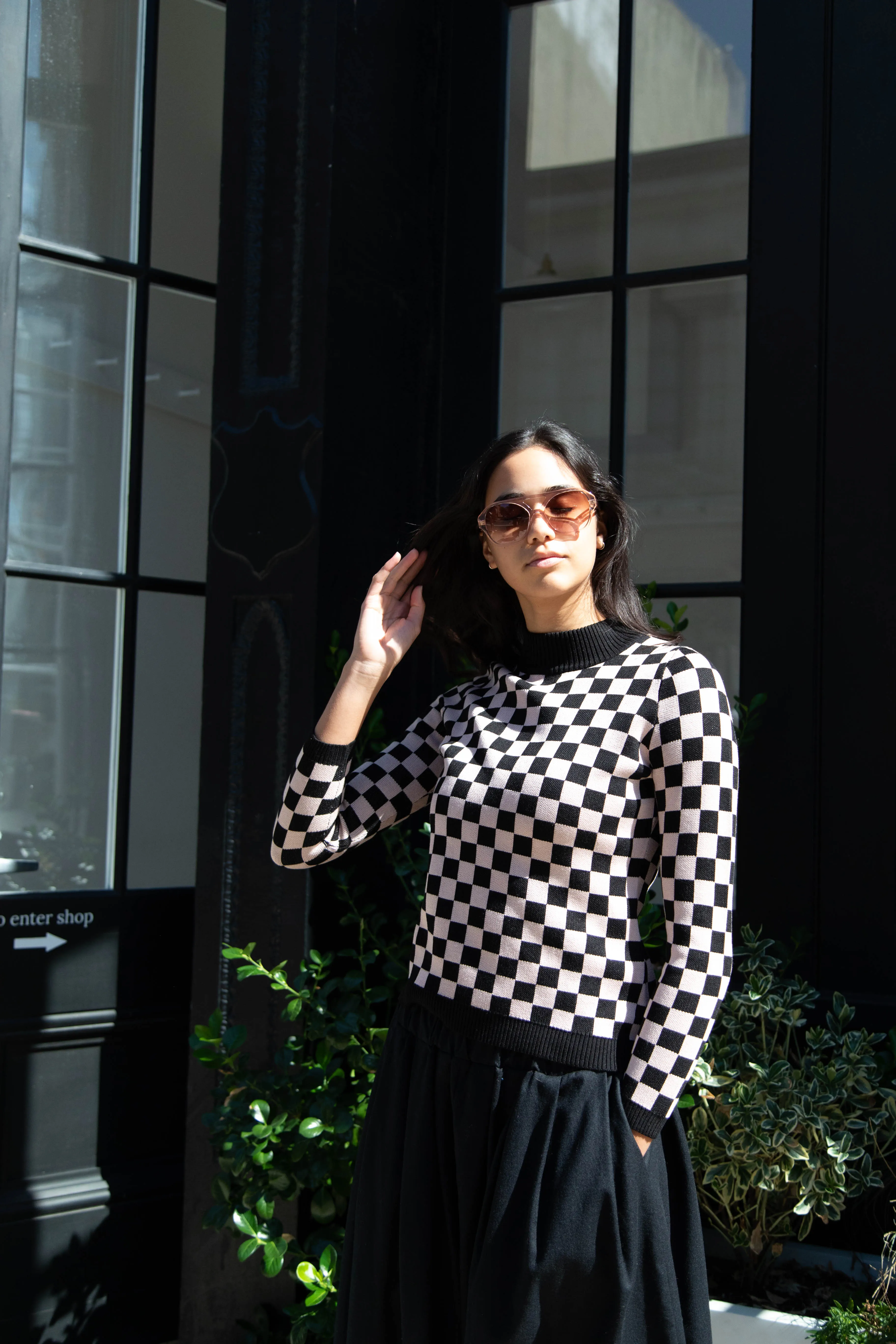 Une Heures ZouZou Silk Check Top