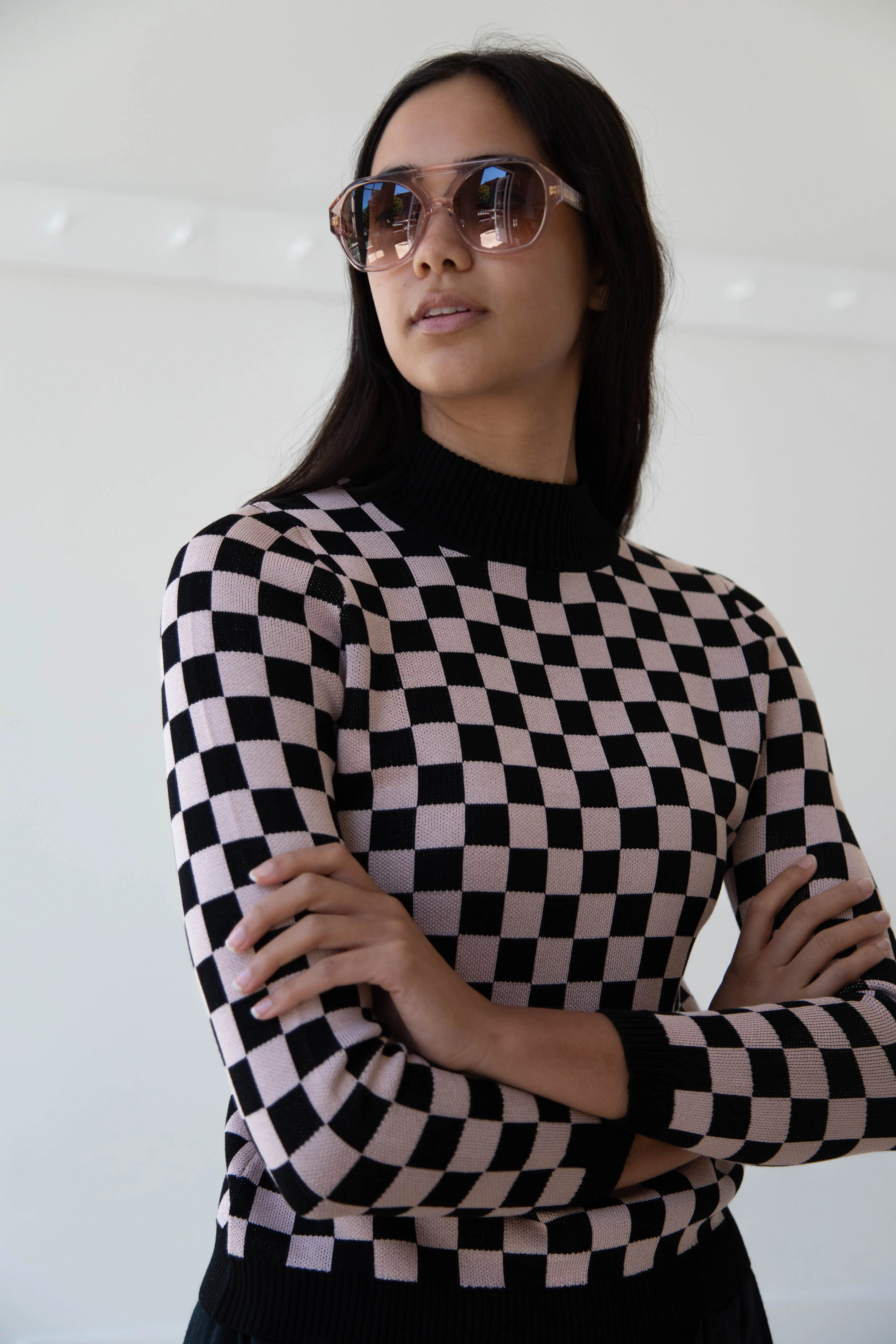 Une Heures ZouZou Silk Check Top
