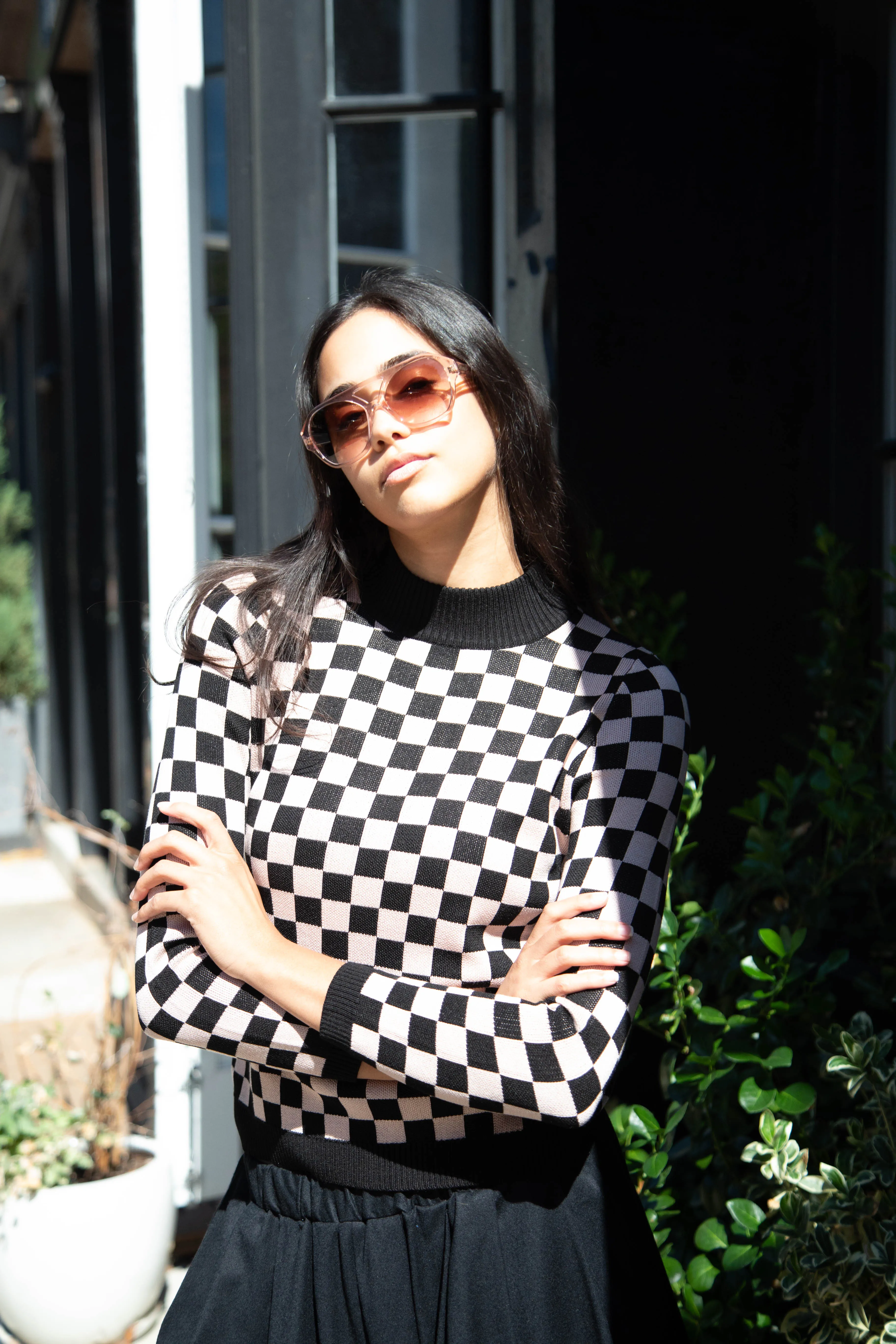 Une Heures ZouZou Silk Check Top