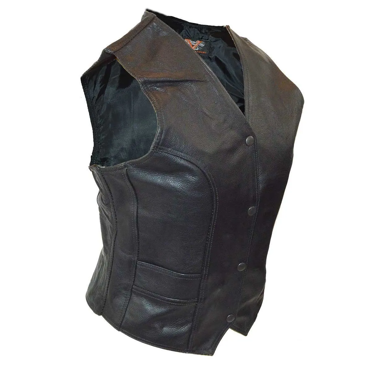 Vance VL1050 Women's Black Lady Biker Leather Motorcycle Vest