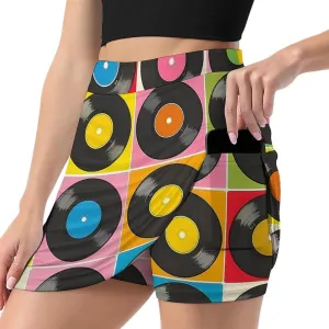 Vinyl Record Collection Women's Skort Athletic Skirt Golf Skorts A-line Skirts with Built-in Shorts Pockets
