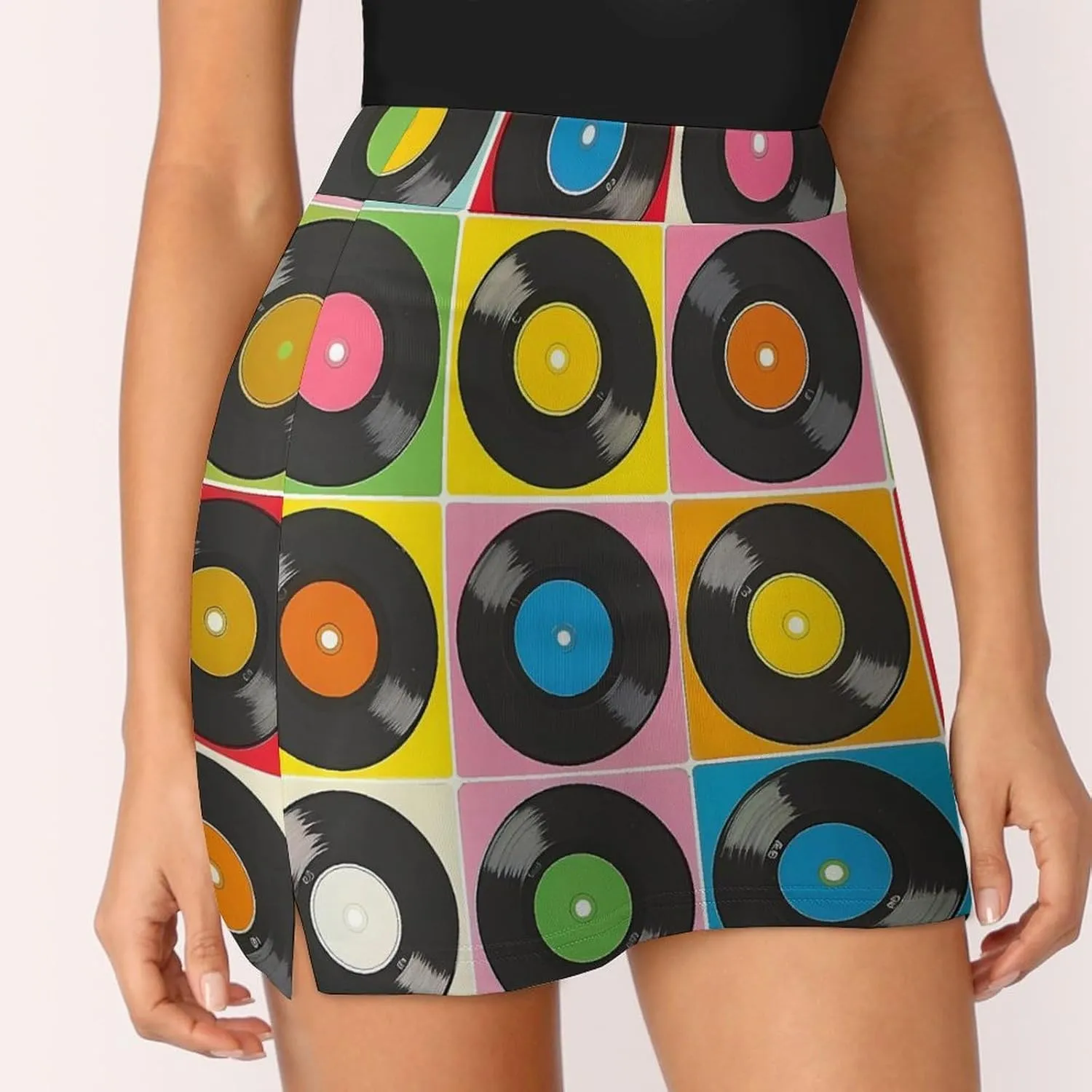 Vinyl Record Collection Women's Skort Athletic Skirt Golf Skorts A-line Skirts with Built-in Shorts Pockets
